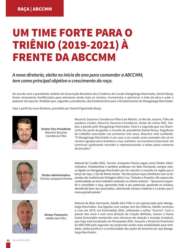 UM TIME FORTE PARA O TRIÊNIO (2019-2021) À FRENTE DA ABCCMM