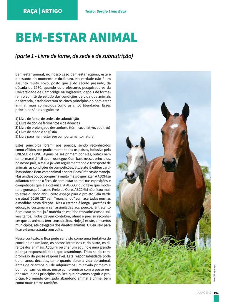 BEM-ESTAR ANIMAL (parte 1 - Livre de fome, de sede e de subnutrição) 