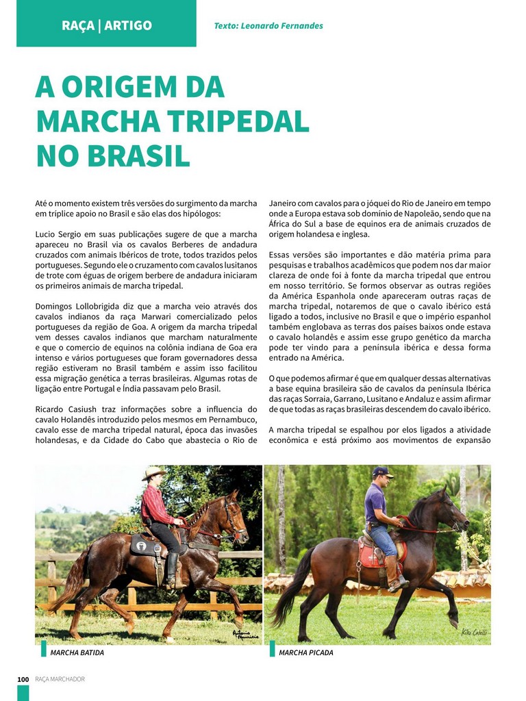 A origem da marcha tripedal no Brasil